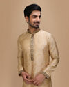 Beige Jacquard Kurta Set